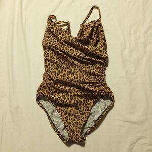 Aqua Green Cheetah Print One Piece Women's Suimsuit/Bathing Suit Small